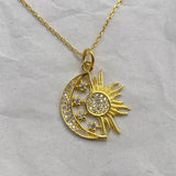 925 Silver | Sun & Moon Necklace with Stones