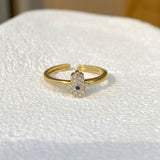 925 Silver | Minimal Hamsa Ring with Stone Detail