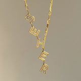 925 Silver | Hollow Letter Custom Y Chain Necklace