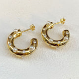 925 Silver | Pearl Half-Hoop Earrings