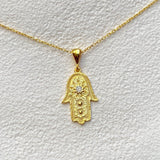 925 Silver | White Stone Detail Hamsa Necklace