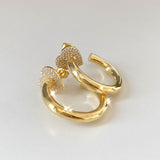 925 Silver | Hoop Earrings with Heart and Stone Detailing