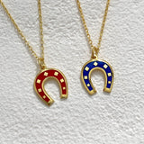 925 Silver | Colorful Enamel Horseshoe Necklace