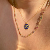 925 Silver | Colorful Baguette Stone Chain Necklace